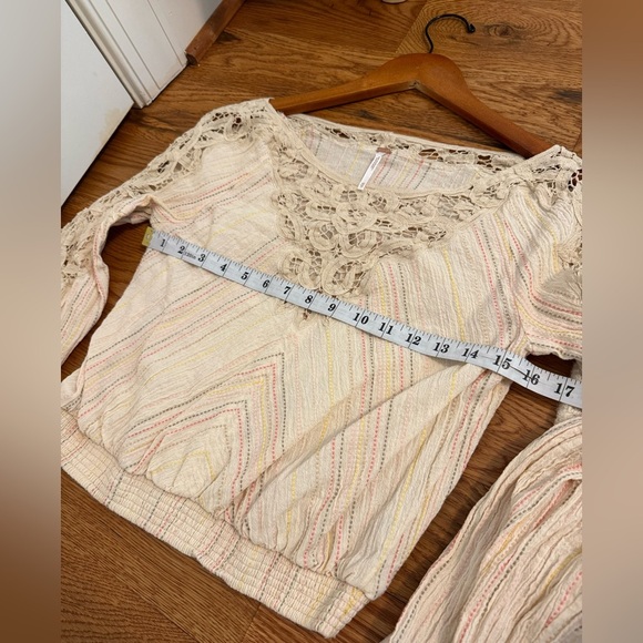 Free People Womens Cotton Crochet Floating Memories Stripes Top Sz XS - Picture 8 of 9